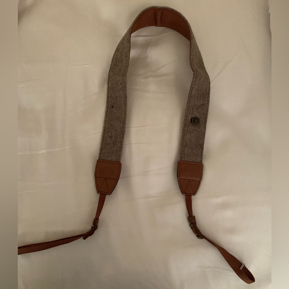 Brown herringbone camera strap